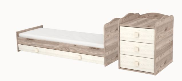 Viki krém-fűz maxikombi 3 fiókos 60*120 kiságy